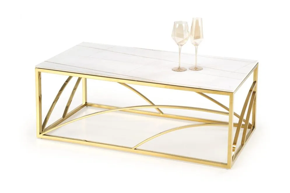 Ława UNIVERSE 3 120x60 biały marmur/złota w stylu glamour I sklep meblowy MIRAT. styl GLAMOUR