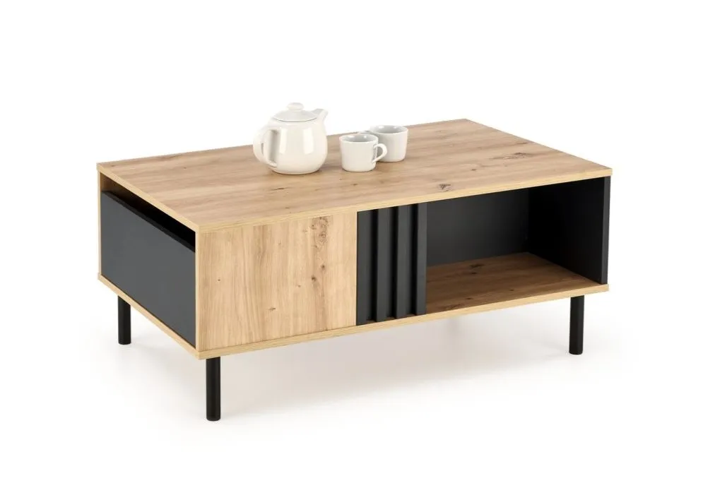 Stolik kawowy SONIA 100x60 dąb artisan/czarna z szufladą I sklep meblowy MIRAT. styl LOFT