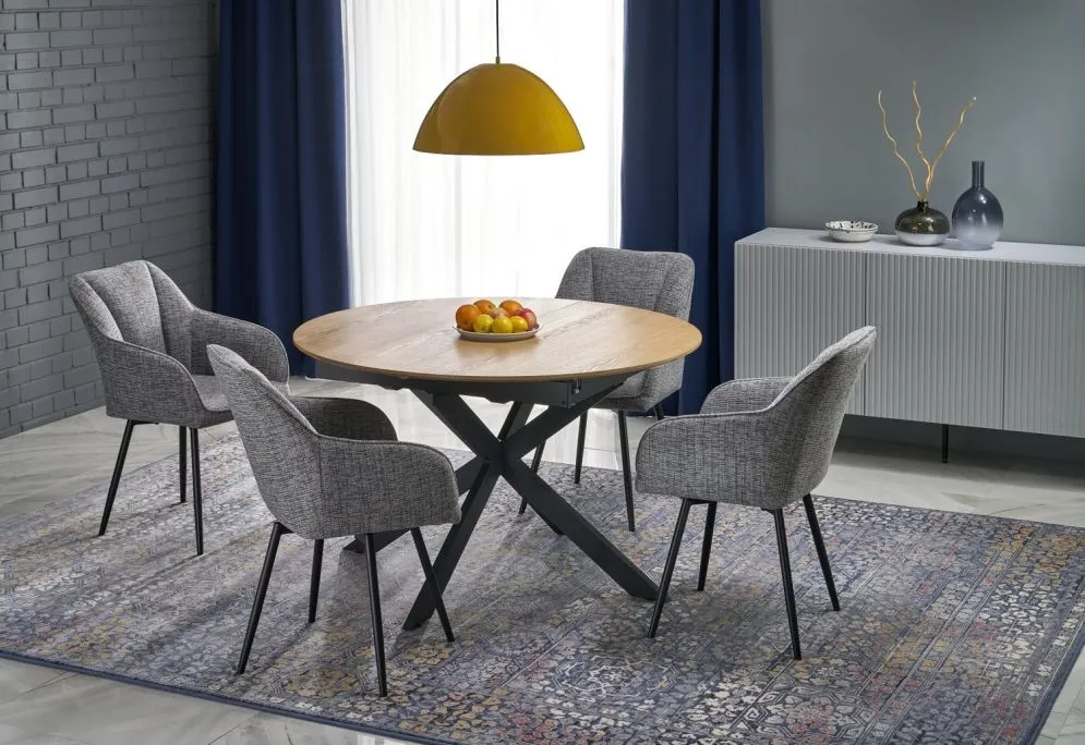 Okrągły stół rozkładany ACORD 120(200)x120 dąb naturalny/czarny I sklep meblowy MIRAT. styl LOFT