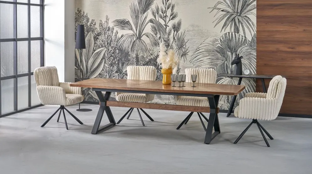 Stół rozkładany BARON 200(350)x100 orzechowy/czarny duży I sklep meblowy MIRAT. styl LOFT
