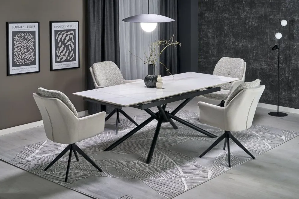 Stół rozkładany VITORINO 160(220)x90 biały marmur glamour I sklep meblowy MIRAT.