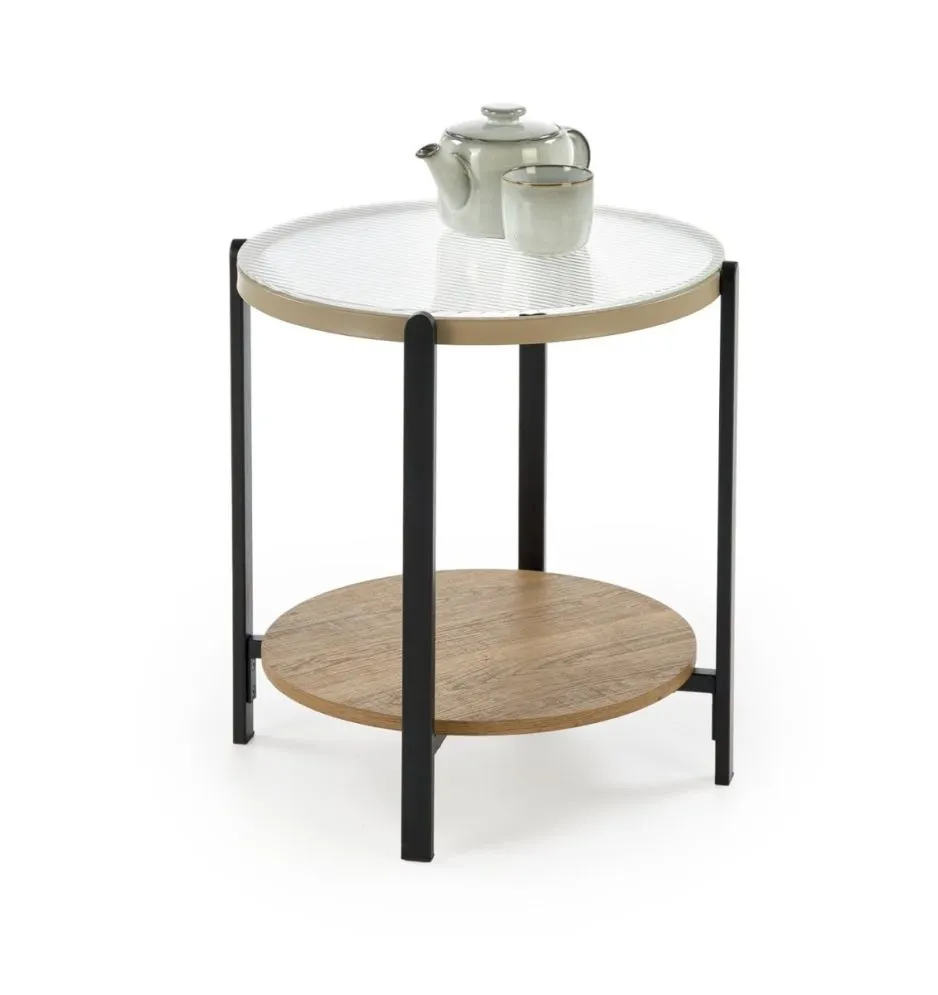 Stolik kawowy KAMALA S 53cm dąb naturalny/czarny loftowy I sklep meblowy MIRAT. styl LOFT
