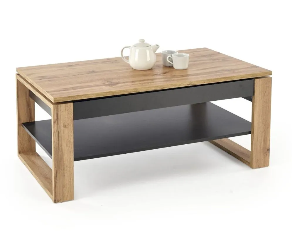 Ława podnoszona BETTY 114x65(92)cm dąb artisan/czarna loftowa I sklep meblowy MIRAT. styl LOFT