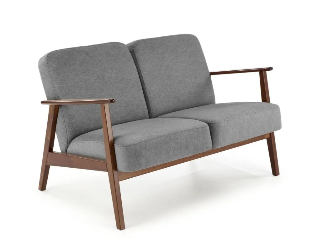 Sofa MILANO 2S szara/orzech nierozkładana I sklep meblowy MIRAT. styl SKANDYNAWSKI, VINTAGE