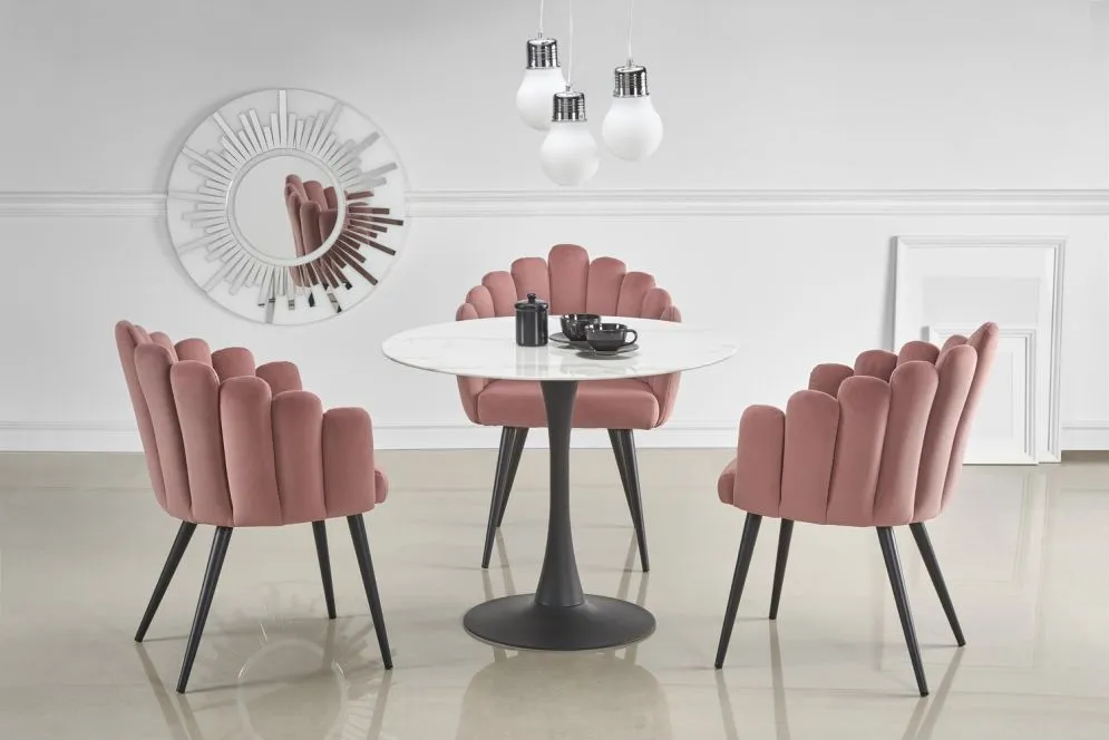 Krzesło tapicerowane K410 różowe muszelka | MIRAT. styl GLAMOUR