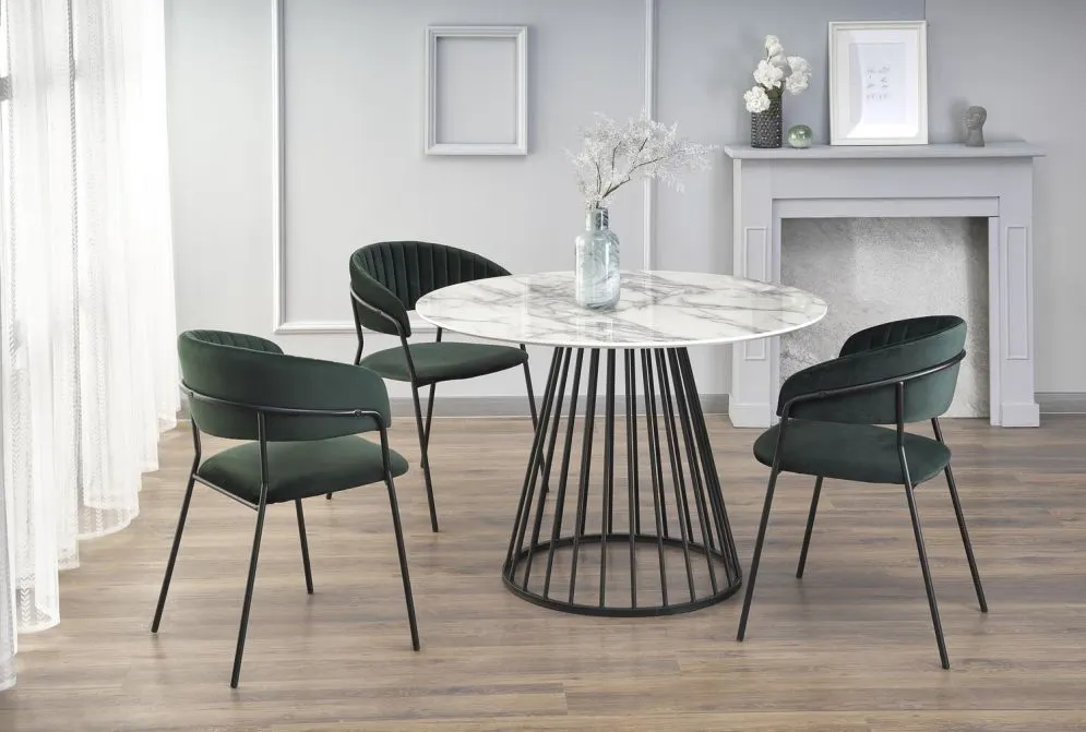 Stół okrągły BRODWAY 110x110 biały marmur/czarny designerski I sklep meblowy MIRAT. styl LOFT