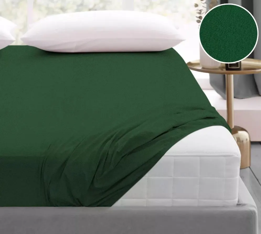 Prześcieradło z gumką frotte Bielbaw 140x200 butelkowa zieleń Greno | MIRAT.