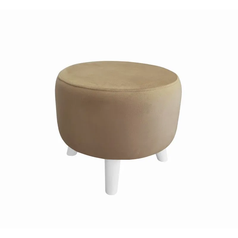 Pufa POLA MG06 cappuccino/biała okrągła I sklep meblowy MIRAT. styl SKANDYNAWSKI