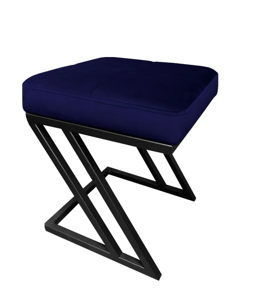 Pufa ZAZU MG VELVET granatowa z przeszyciami tapicerowana aksamitem | MIRAT. w stylu LOFT kolekcja