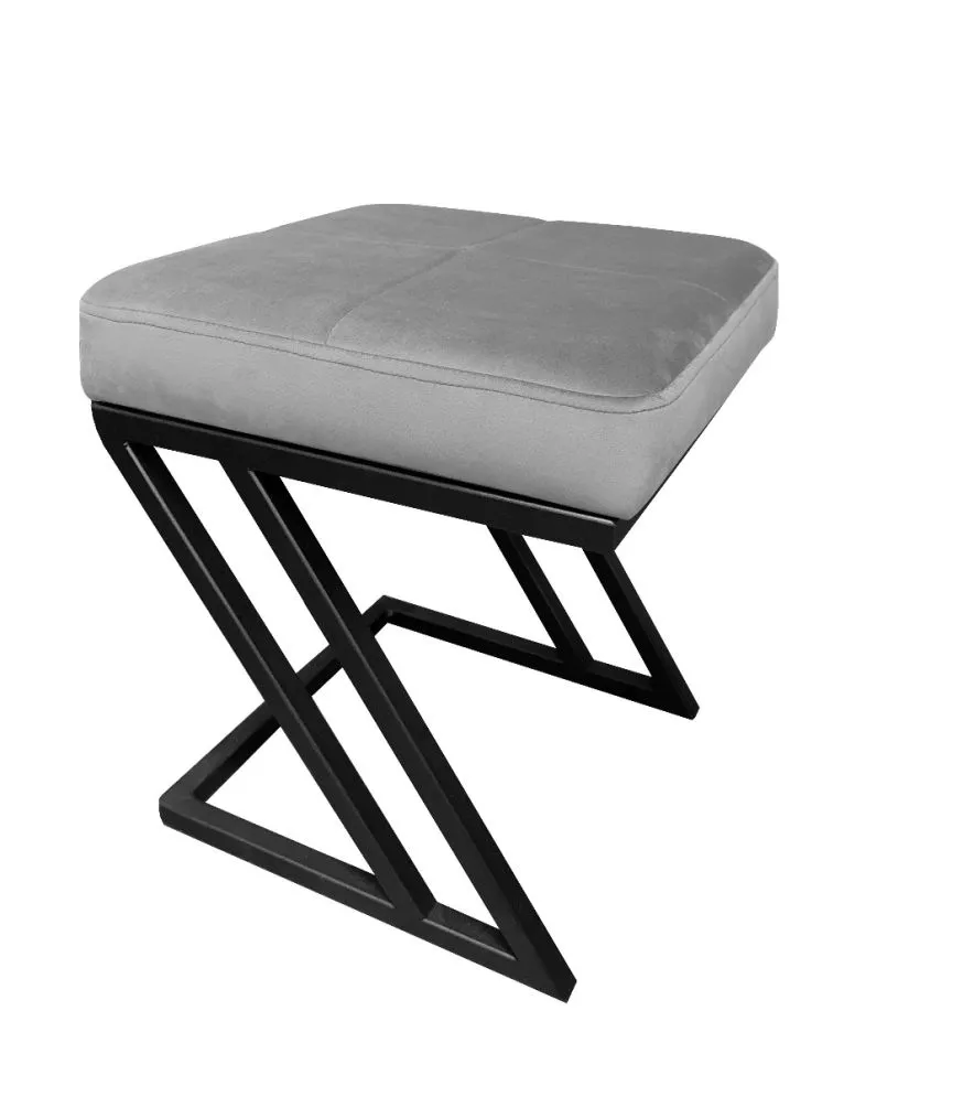 Pufa ZAZU MG VELVET szara na metalowych nogach w stylu loft | MIRAT. w stylu LOFT kolekcja