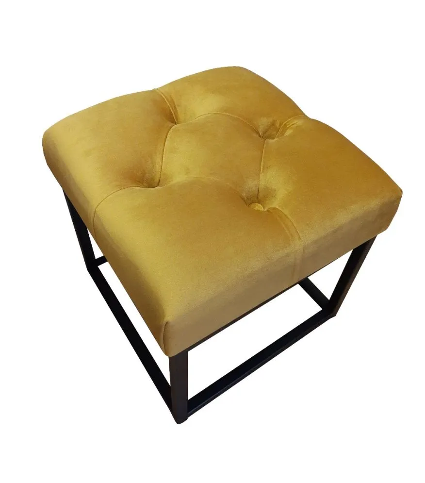 Pufa CHARLIE MG VELVET musztardowa/curry na metalowych nogach | MIRAT. w stylu GLAMOUR, LOFT kolekcja