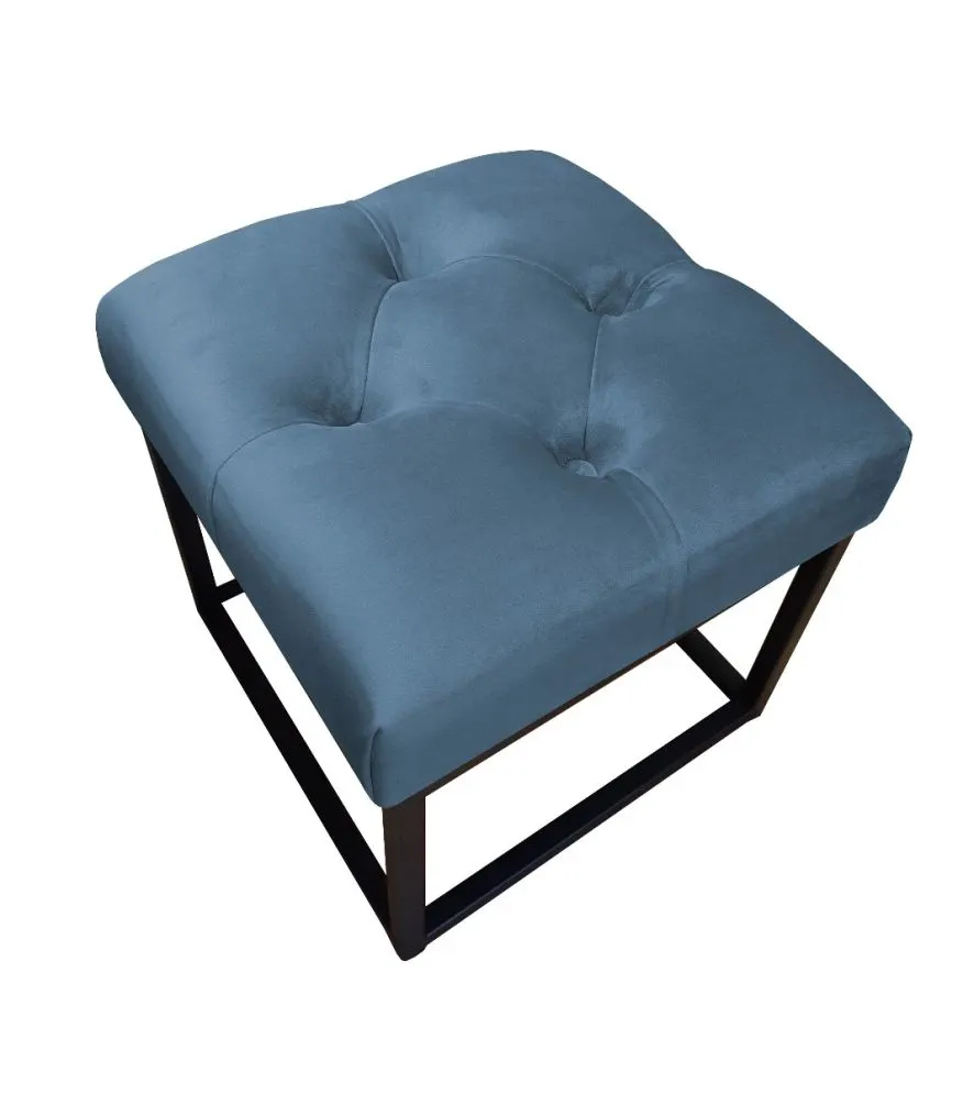 Pufa CHARLIE MG VELVET ciemnoniebieska pikowana na metalowych nogach | MIRAT. w stylu GLAMOUR, LOFT kolekcja