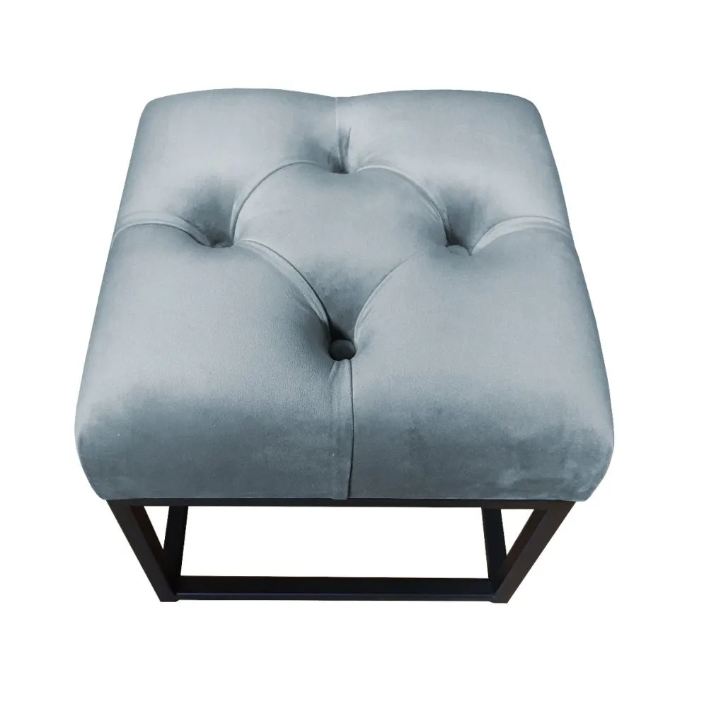 Pufa CHARLIE BL VELVET szara na metalowych nogach | MIRAT. w stylu GLAMOUR, LOFT kolekcja