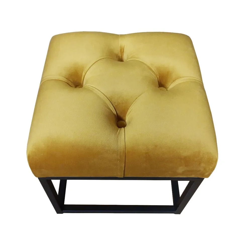 Pufa CHARLIE MG VELVET musztardowa/curry na metalowych nogach | MIRAT. w stylu GLAMOUR, LOFT kolekcja