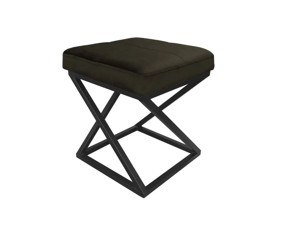Pufa ZAZU 2 MG VELVET brązowa na metalowym stelażu | MIRAT. styl LOFT