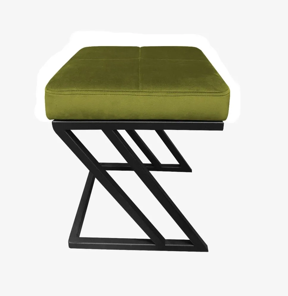 Pufa ZAZU BL VELVET oliwkowa na designerskiej podstawie | MIRAT. w stylu LOFT kolekcja