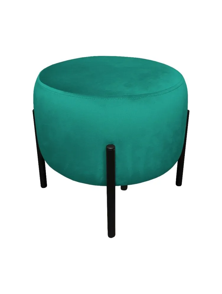 Pufa WILFRED MG VELVET morska okrągła na metalowych nogach | MIRAT. styl GLAMOUR, LOFT