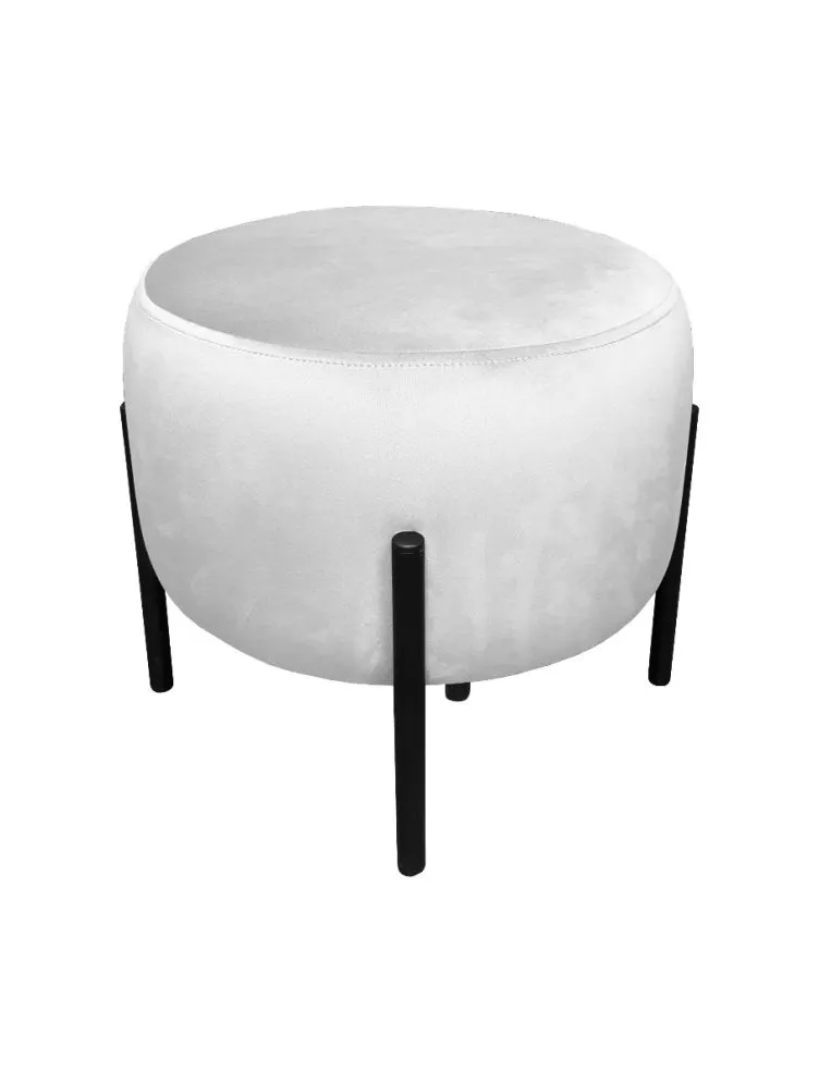 Pufa WILFRED MG VELVET jasnoszara okrągła na metalowych nogach | MIRAT. styl GLAMOUR, LOFT