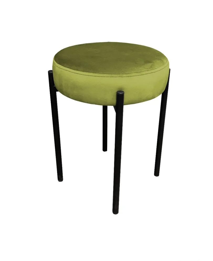 Taboret TORIN BL VELVET oliwkowy na metalowych nogach | MIRAT.