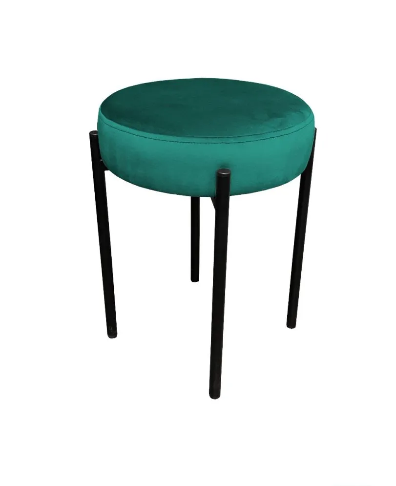 Taboret TORIN MG VELVET morski na metalowych nogach | MIRAT.