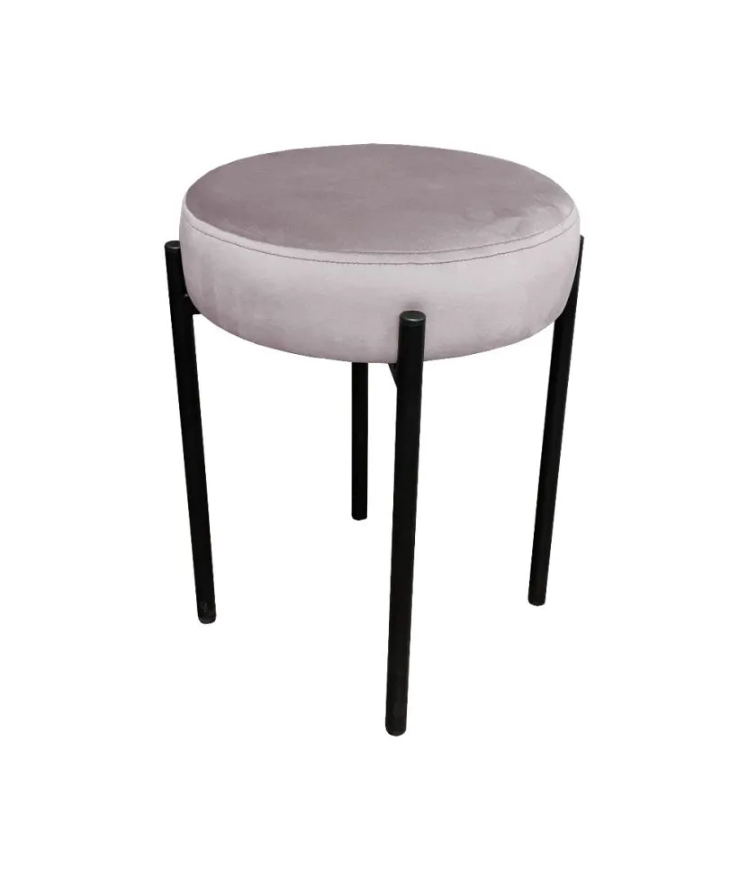 Taboret TORIN MG VELVET jasno różowy na metalowych nogach | MIRAT.