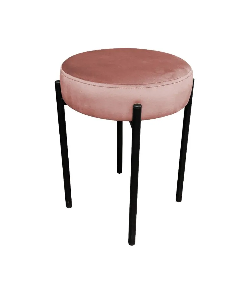 Taboret TORIN MG VELVET różowy na metalowych nogach | MIRAT.