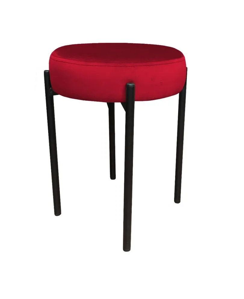 Taboret TORIN MG VELVET bordowy na metalowych nogach | MIRAT.