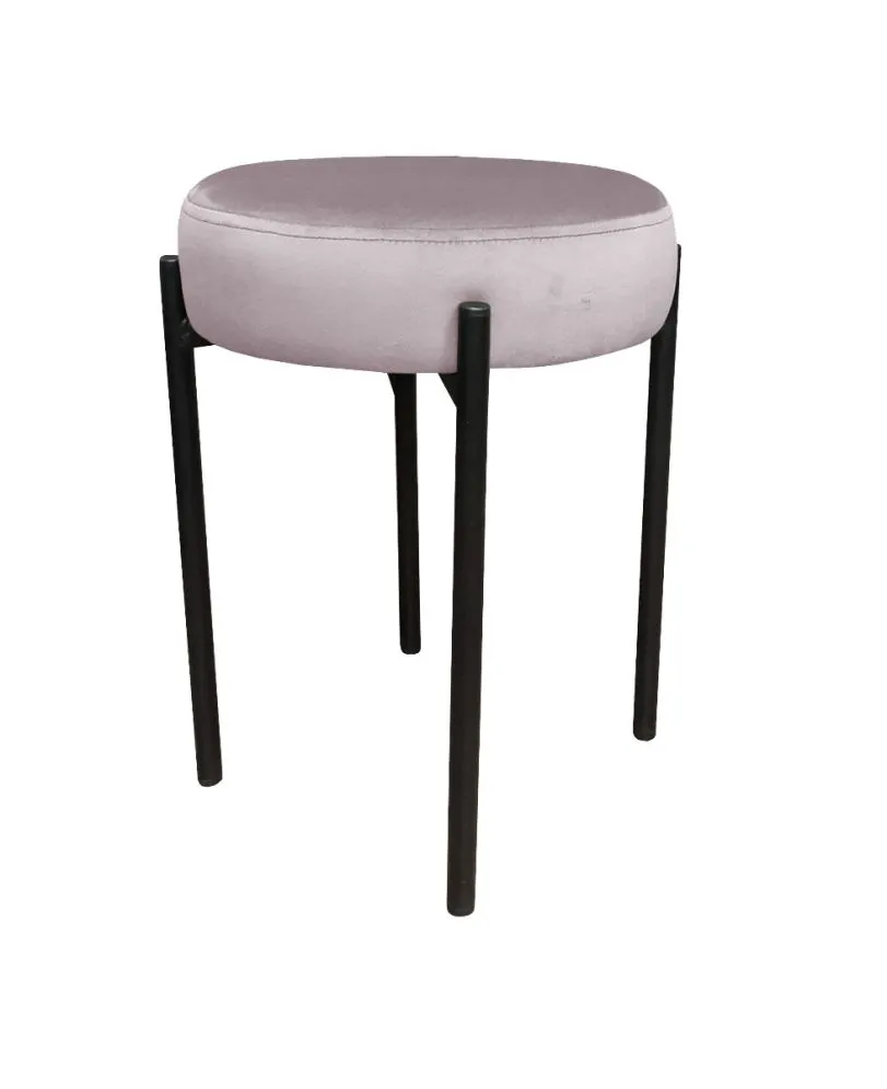 Taboret TORIN MG VELVET jasno różowy na metalowych nogach | MIRAT.