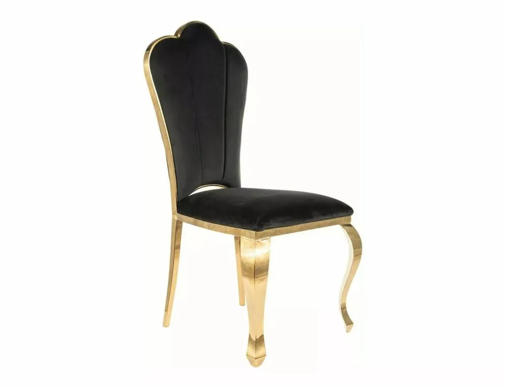 Krzesło tapicerowane QUEEN VELVET czarne/złote eleganckie I sklep meblowy MIRAT. styl GLAMOUR
