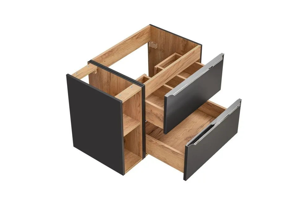Nablatowa szafka pod umywalkę CAPRI 820 + CAPRI 810 czarna mat wisząca | MIRAT. w stylu kolekcja CAPRI