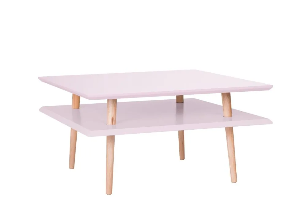 Stolik kawowy SQUARE LOW różowy kwadratowy w stylu skandynawskim | MIRAT. styl SKANDYNAWSKI