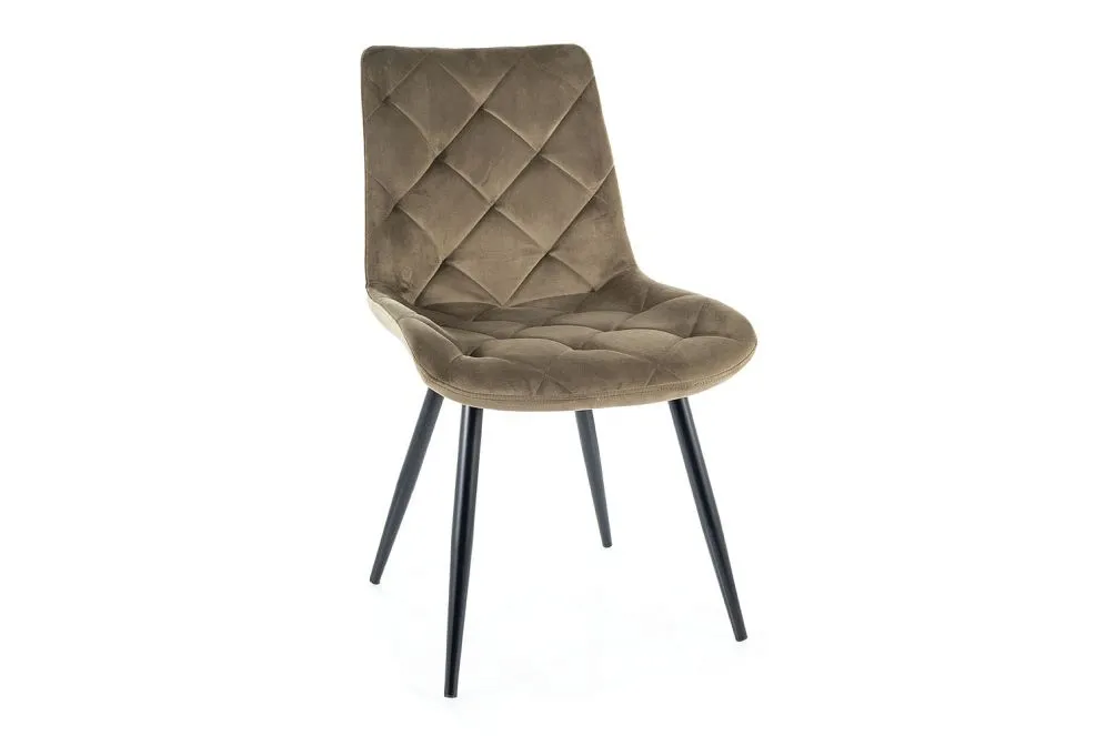 Krzesło tapicerowane RALPH VELVET oliwkowe pikowane I sklep meblowy MIRAT. styl GLAMOUR, LOFT