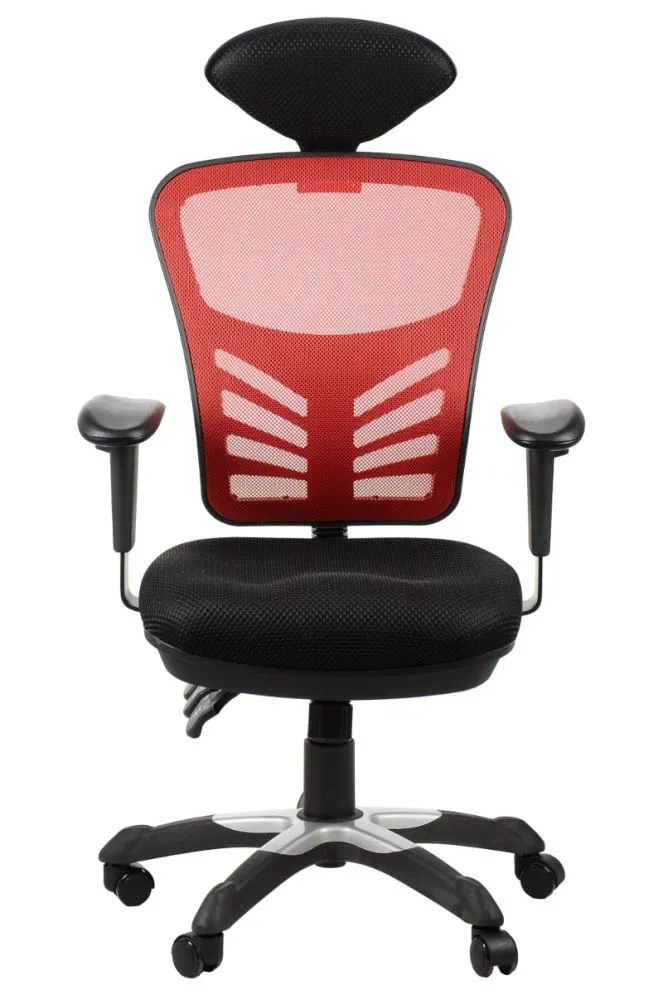 Fotel biurowy HG-0001H czerwony z regulowanymi podłokietnikami | MIRAT.