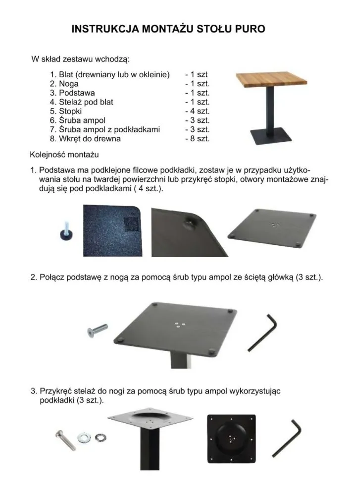 Stół PURO dąb laminat/czarny na jednej nodze industrialny | MIRAT. w stylu LOFT kolekcja