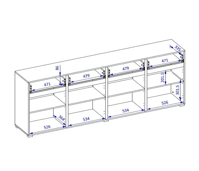 Komoda CROSS 4D4S 225cm zielona/czarna z płyty laminowanej I sklep meblowy MIRAT. kolekcja HV-CROSS