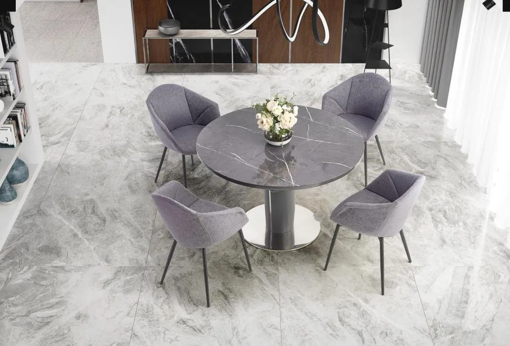 Stół rozkładany RICARDO 120(160)x120 okrągły z efektem marmuru | MIRAT. styl GLAMOUR