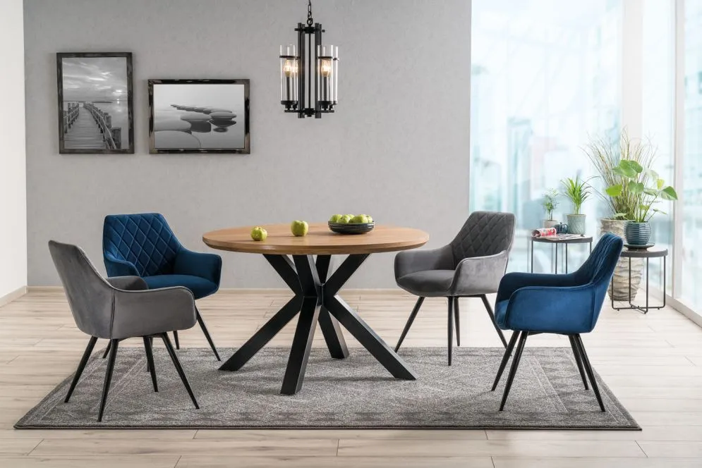 Krzesło LINEA VELVET szare/czarne tapicerowane aksamitem | MIRAT. w stylu GLAMOUR, SKANDYNAWSKI kolekcja