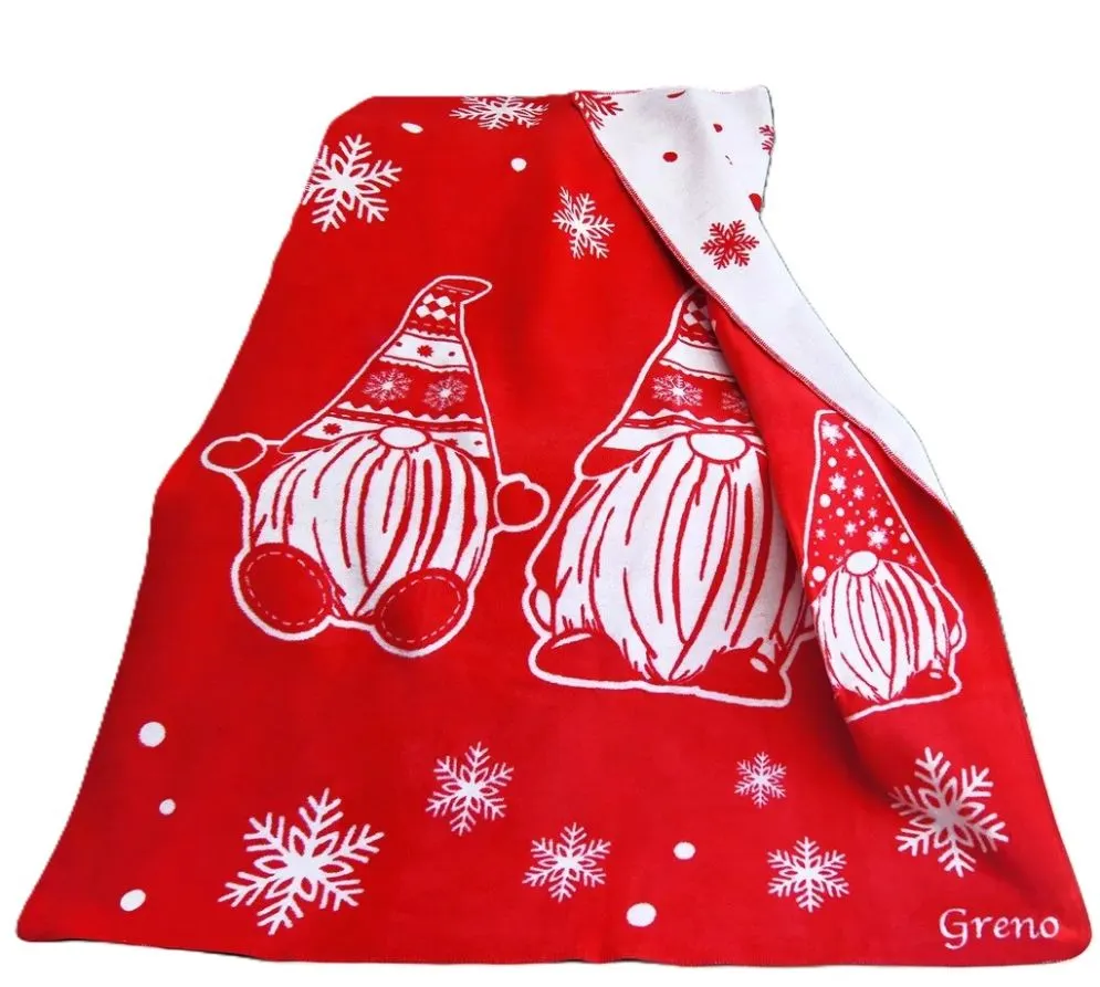 Świąteczny koc RODZINNE SKRZATY 150x200 czerwony/biały I sklep meblowy MIRAT. styl GLAMOUR kolekcja GRENO WINTER