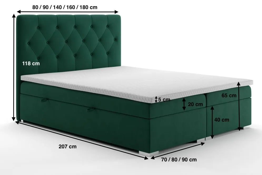 Łóżko kontynentalne INTENSO 160 beżowe velvet z materacem do sypialni | MIRAT. w stylu GLAMOUR kolekcja