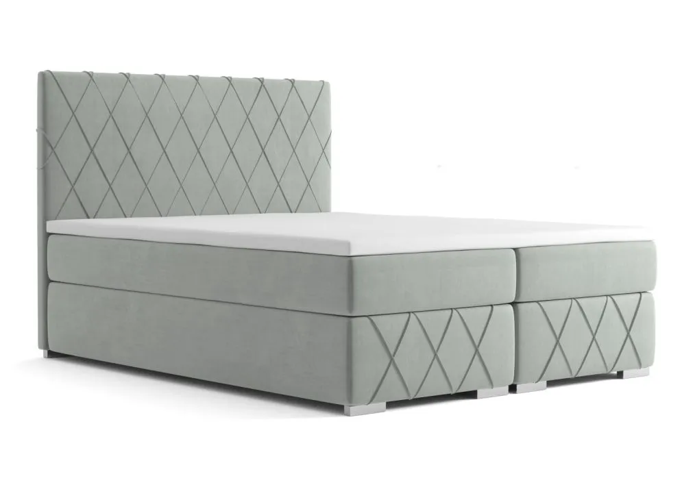 Łóżko kontynentalne AVELA 2 160 szare velvet z do sypialni | MIRAT. styl GLAMOUR