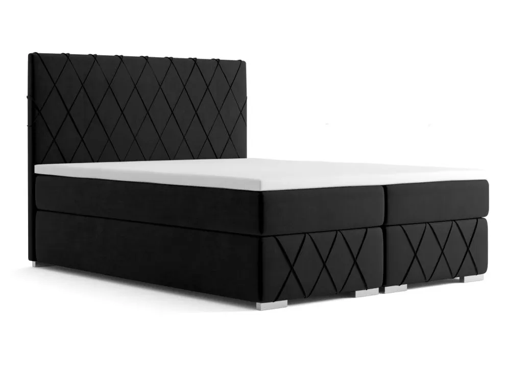 Łóżko kontynentalne AVELA 2 160 czarne velvet tapicerowane do sypialni | MIRAT. styl GLAMOUR