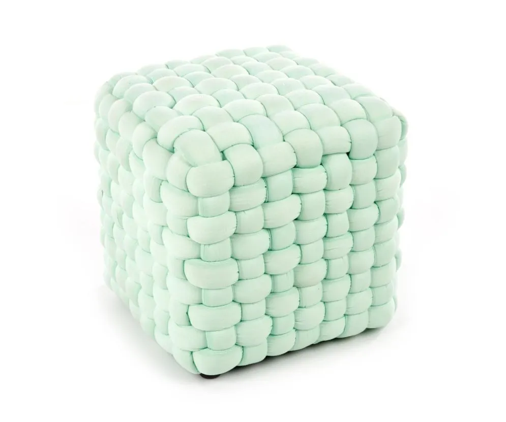 Pufa RUBIK jasnozielona przeplatana | MIRAT. styl GLAMOUR