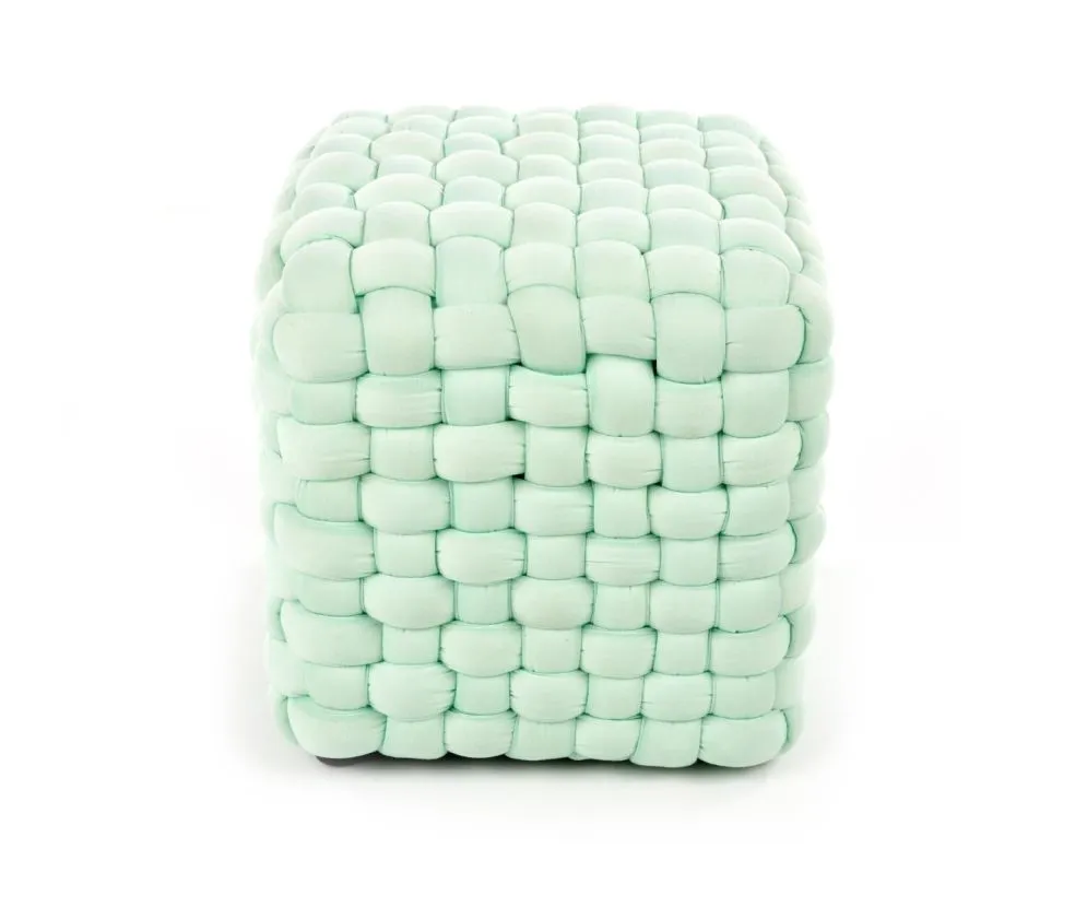 Pufa RUBIK jasnozielona przeplatana | MIRAT. styl GLAMOUR