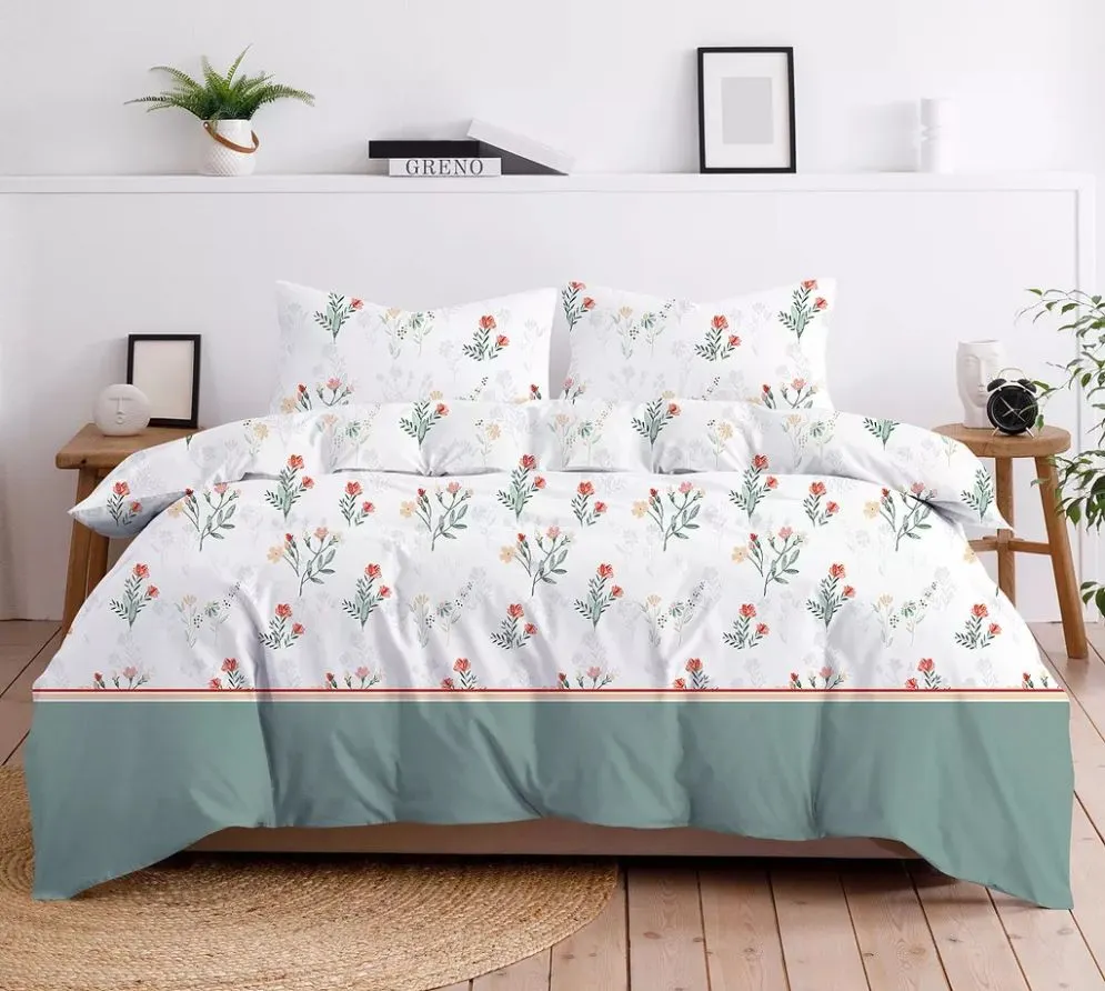 Pościel 100% Bawełniana Greno Premium Saggio 140x200 Zielona MIRAT.