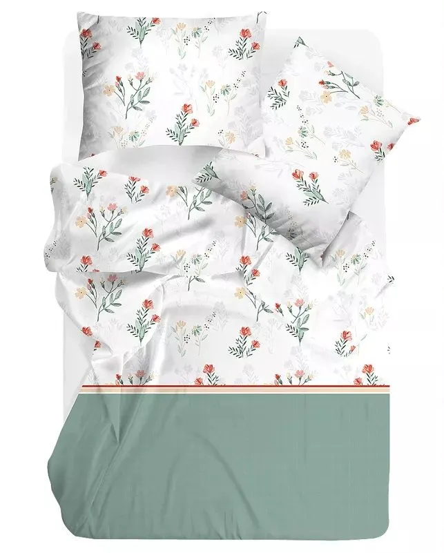Pościel 100% Bawełniana Greno Premium Saggio 140x200 Zielona MIRAT.