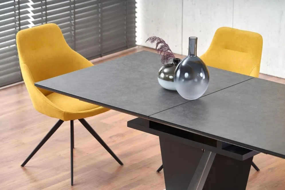 Stół rozkładany SALVADOR 160(200)x90 ciemnoszary do salonu | MIRAT. styl GLAMOUR