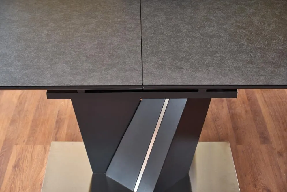 Stół rozkładany SALVADOR 160(200)x90 ciemnoszary do salonu | MIRAT. styl GLAMOUR