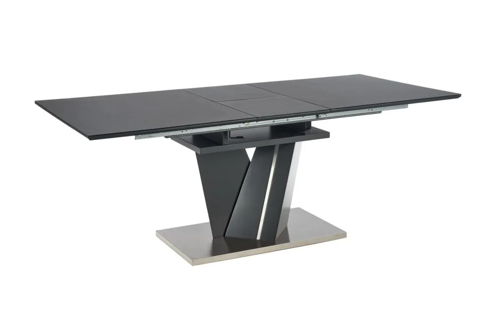 Stół rozkładany SALVADOR 160(200)x90 ciemnoszary do salonu | MIRAT. styl GLAMOUR