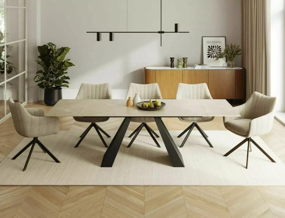 Stół rozkładany SALVADORE CERAMIC 160(240)x90 kremowy mat diamond cream do jadalni I sklep meblowy MIRAT. styl GLAMOUR