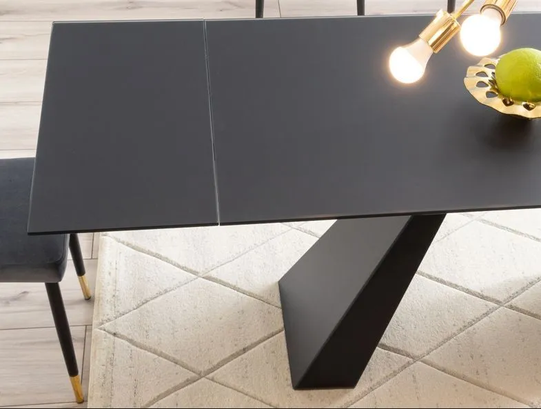 Stół rozkładany SALVADORE 120(180)x80 czarny mat szklany nowoczesny | MIRAT.